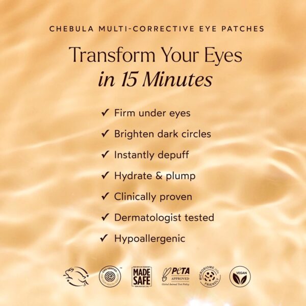 True Botanicals Chebula Multi-Corrective Eye Patches | Anti Aging | Reduce Fine Lines & Wrinkles | All Skin Types | Dermatologist Tested, All Natural, Vegan | 25 Pairs