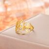 TEAMER Lotus Flower Ring Stainless Steel Filigree Lotus Ring Geometric Yoga Meditation Ring Inspirational Jewelry for Women