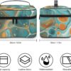 Orange And Turquoise Makeup Bag, Cosmetic Organizer Case Large Portable Capacity Make Up Bags Women Travel Toiletry Bags with Handle And Divider
