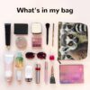Linen Makeup Bag For Women, Waterproof Travel Cosmetic Organizer Lightweight Zipper Travel Toiletry Bag Organizer Animals Lemur Pattern Makeup Brushes Storage Bag