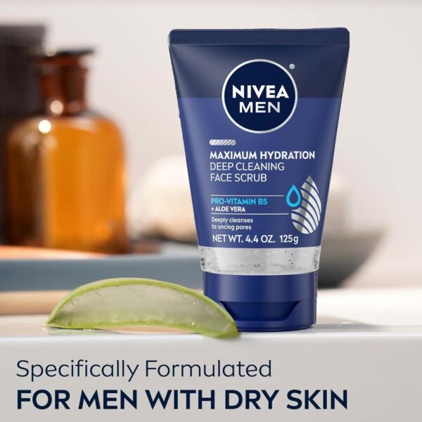 NIVEA MEN Maximum Hydration Deep Cleaning Face Scrub With Aloe Vera, 3 Pack of 4.4 Oz Tubes