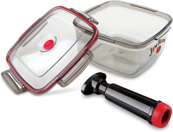 Jim Beam Vacuum Seal Marinade Box, Air Sealed Pump, Removes air from the Marinade Box, Speedy Marination Process, Barbecue and Grilling Marinator, Perfect Marination of Beef, Chicken and Fish