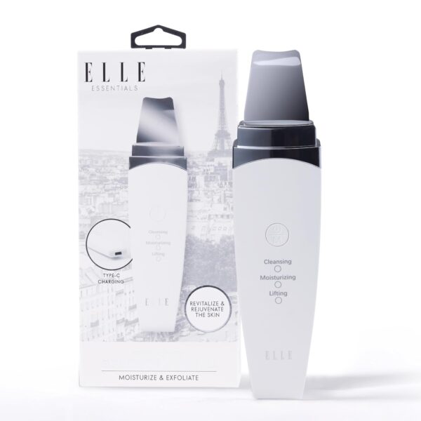Elle - Ultrasonic Exfoliating Skin Spatula, Deep Cleansing, Exfoliation, Skin Renewal (White)