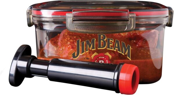 Jim Beam Vacuum Seal Marinade Box, Air Sealed Pump, Removes air from the Marinade Box, Speedy Marination Process, Barbecue and Grilling Marinator, Perfect Marination of Beef, Chicken and Fish