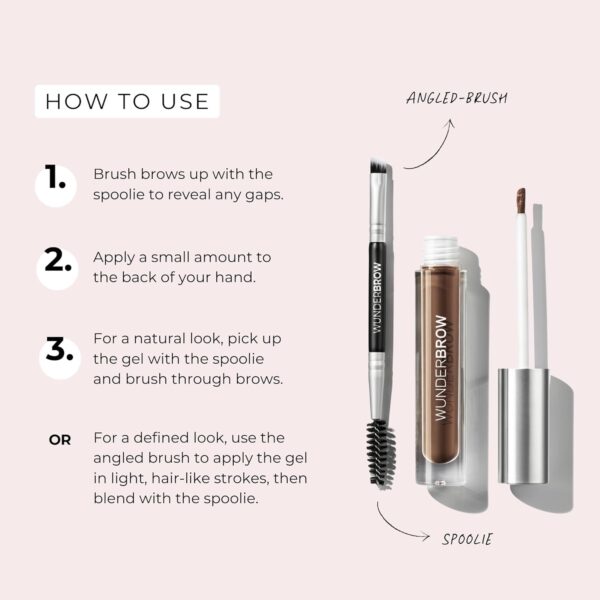 WUNDERBROW Eyebrow Gel, Waterproof, Smudgeproof, Lasts for Days, Shade: Brunette, Vegan and Cruelty-Free