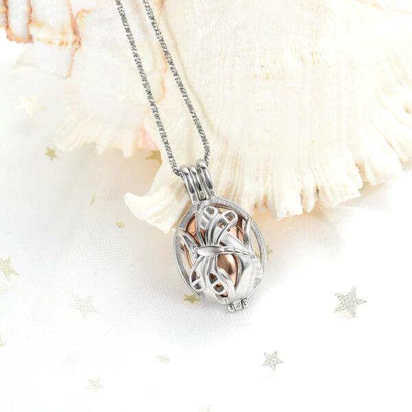 Customized Memorial Cremation Hollow Urn Pendant for Pet Dog Ashes Stainless Steel Woman's Keepsake Jewelry-D