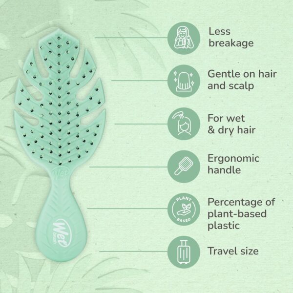 Wet Brush Go Green Mini Detangler, Green - Detangling Travel Hair Brush - Ultra-Soft IntelliFlex Bristles Glide Through Tangles & Gently Loosens Knots While Minimizing Pain, Split Ends & Breakage