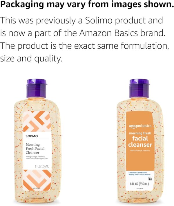 Amazon Brand - Solimo Morning Fresh Facial Cleanser with Ginseng and Vitamin C, 8 fl oz