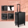 FAHKNS 24'' Aluminum Trolley Makeup Train Case with LED Light Professional Cosmetic Make up Cosmetic Organizer Studio