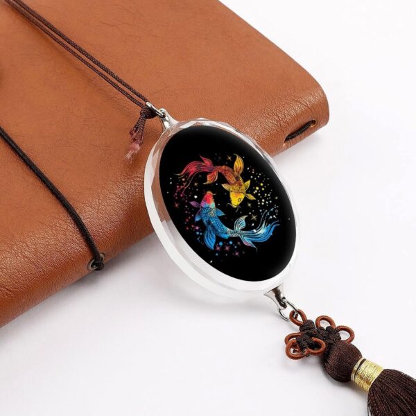 Pisces Zodiac Constellation Car Hanging Ornaments Crystal Rearview Mirror Swing Pendant Accessories Ellipse