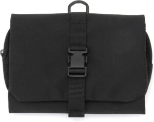 Muji Polyester Hanging Travel Case with Detachable Pouch, 12 cm Width x 18 cm Depth x 4.5 cm Height, Black
