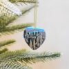 Christmas Ceramic Heart Pendant Decoration for Tree Hanging in Festive Season New York City Scenery Prints