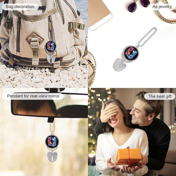 Pisces Zodiac Constellation Car Hanging Ornaments Cute Rearview Mirror Swing Pendant Decorations Silver-Style