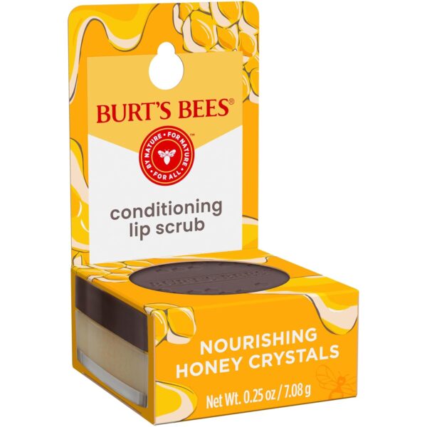 Burt's Bees Conditioning Honey Lip Scrub, Exfoliates & Conditions Dry Lips, with Honey Crystals, Use with Overnight Intense Treatment, Natural Origin Care, 0.25 oz.