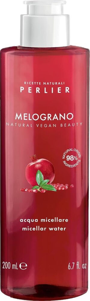 Perlier Pomegranate Micellar Cleansing Water - Gentle Makeup Remover & Skin Refresher - Hydrating & Antioxidant-Rich Formula - 6.7 fl oz