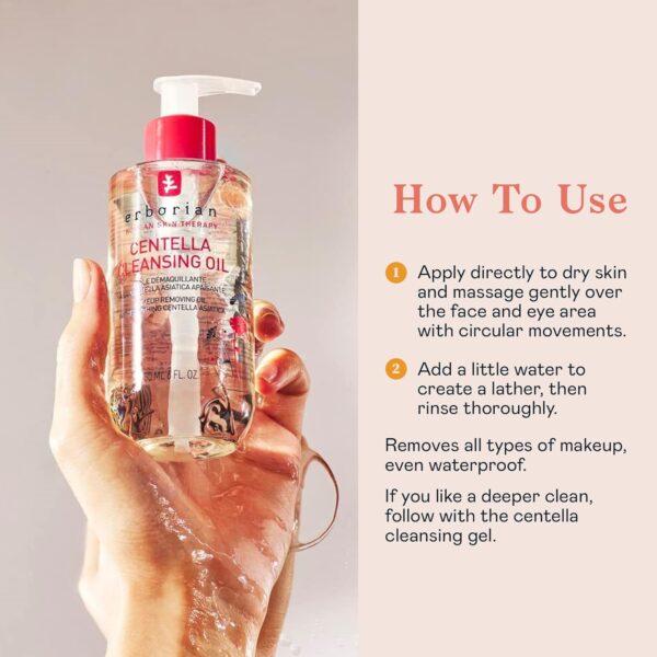 Erborian - Cleansing Oil - Facial Makeup Remover with Hydrating & Soothing Centella Asiatica Extract - Waterproof Purifying Cleanser Removes Excess Sebum & Impurities - Korean Skincare - 6 fl. oz