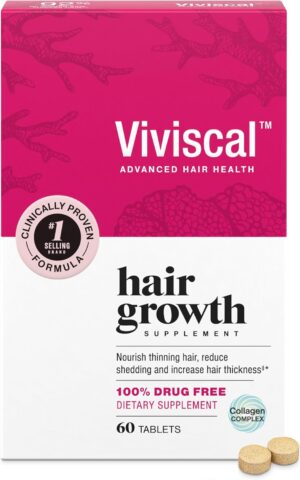 Viviscal Hair Growth Supplements For Women For Thicker, Fuller Hair, Nourishes Thinning & Loss, With Proprietary Collagen Complex, 60 Tablets, 1 Month Supply