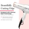 REVLON Infrared Hair Dryer with Diffuser - Ionic Blow Dryer, Diffuser, and Concentrator, Infrared Heat Technology to Prevent Over-Drying for Shiny, Soft Hair with Natural Moisture (White)