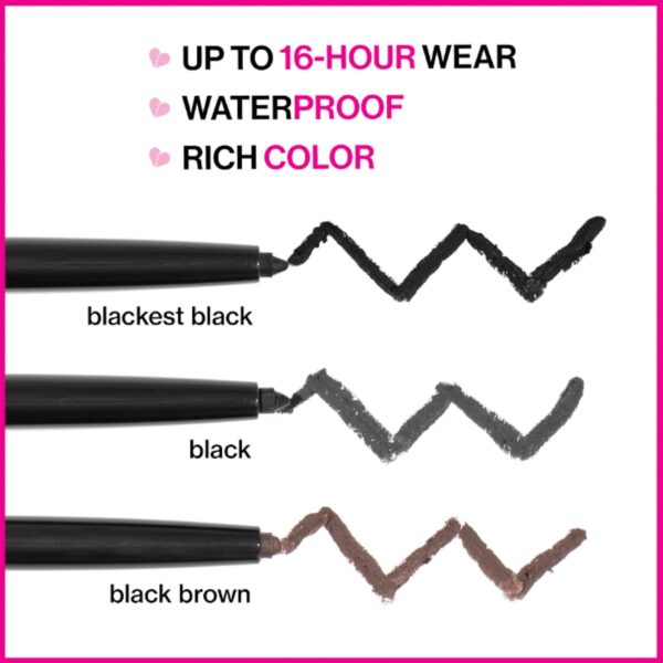 wet n wild Mega Last Breakup Proof Retractable Eyeliner - Ultra-Fine Brush, Waterproof,16-Hour Long-Lasting Wear - Cruelty-Free & Vegan - Black