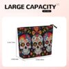 Linen Makeup Bag For Women, Waterproof Travel Cosmetic Organizer Lightweight Zipper Travel Toiletry Bag Organizer Colorful Flower Skulls Makeup Brushes Storage Bag