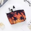 Makeup Bag for Women Cosmetic Bags Palm Tree Summer Sunset Travel Toiletry Bag Cute Zipper Make Up Bags Large Capacity Makeup Case Organizer Portable Makeup Pouch for Travelling Gift