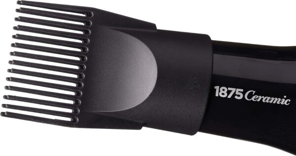 1875 Ceramic Hair Dryer, Powerful Fast Drying, Multi-Setting with Comb Attachment, Additional Detangler Included, Slide Bar Switch, Compact for Home & Travel (Black)