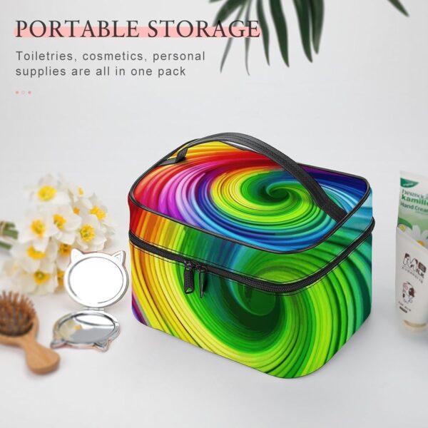 Rainbow Spiral Makeup Bag, Cosmetic Organizer Case Large Portable Capacity Make Up Bags Women Travel Toiletry Bags with Handle And Divider