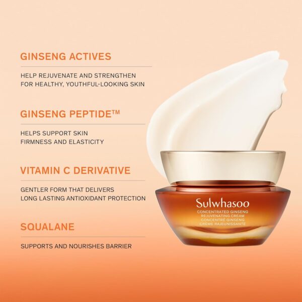 Sulwhasoo Concentrated Ginseng Rejuvenating Cream- Korean Ginseng & Peptide Anti-Aging Moisturizer with Vitamin C Derivative & Squalane for Wrinkles & Deep Hydration