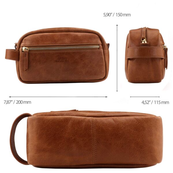 Genuine Leather Travel Toiletry Bag – Makeup, Shaving Organizer, Dopp Kit for Men & Women, Durable & Stylish Travel Accessory