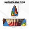 Hot Air Balloons Makeup Bag Leather Pencil Case for Work Office Zippered Pen Pouch Aesthetic Pencil Storage Bag Portable Coin Pouch Purse for Travel