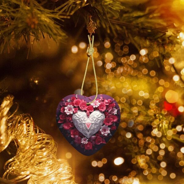 Christmas Ceramic Heart Pendant Decoration for Tree Hanging in Festive Season Valentine's Day Love Heart Prints