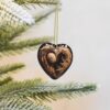 Christmas Ceramic Heart Pendant Decoration for Tree Hanging in Festive Season Wood Heart Prints