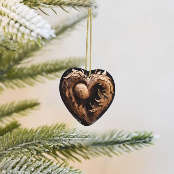 Christmas Ceramic Heart Pendant Decoration for Tree Hanging in Festive Season Wood Heart Prints