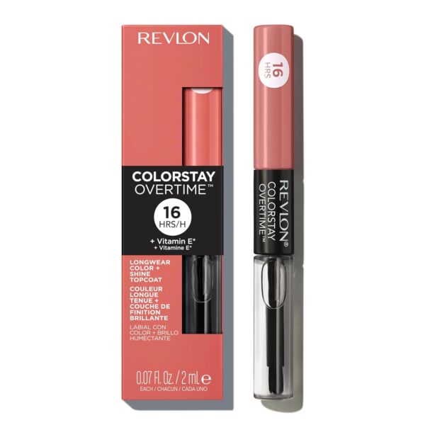 Revlon Liquid Lipstick with Clear Lip Gloss, ColorStay Overtime Lipcolor, Dual Ended with Vitamin E, 510 Boundless Nude, 0.07 Fl Oz