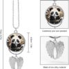 Panda Animal Hanging Car Charm Angel Wings Rear View Mirror Accessories, Handmade Car Hanging Ornament Pendant Interior, Cars Decorations, Personalized Rearview Mirror Accessories-Silver
