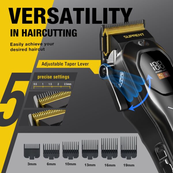 SUPRENT Mens Hair Clipper-Rechargeable Hair Cutting Kits with LED Display, Cordless Hair Clipper for Home Use & Barbers (Black)
