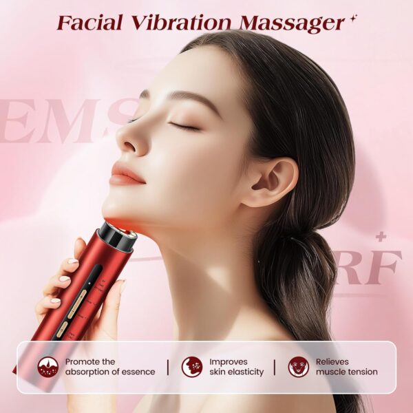 Microcurrent Facial Device, 3 Modes Red Light Therapy for Face and Neck, Skin Care Facial Massager Perfect Gifts for Women Men(Red)
