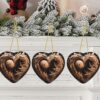 Christmas Ceramic Heart Pendant Decoration for Tree Hanging in Festive Season Wood Heart Prints