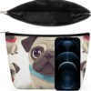 Toiletry Bag for Women Cute Pug Cosmetic Bag Portable Capacity Travel Makeup Bags with Zipper Lightweight Cute Beauty Makeup Organizer for Traveling, Accessories, Essentials