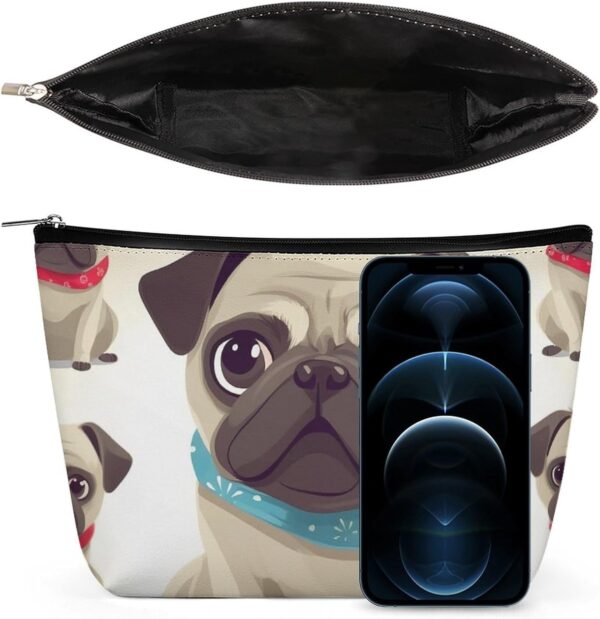 Toiletry Bag for Women Cute Pug Cosmetic Bag Portable Capacity Travel Makeup Bags with Zipper Lightweight Cute Beauty Makeup Organizer for Traveling, Accessories, Essentials