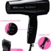 1875 Ceramic Hair Dryer, Powerful Fast Drying, Multi-Setting with Comb Attachment, Additional Detangler Included, Slide Bar Switch, Compact for Home & Travel (Black)