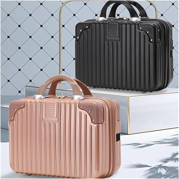 Makeup Train Case Portable Cosmetic Box, Combination Suitcase, Small Lockable Vanity Case, Large Capacity Hand Luggage, Medicine Safe Case(Orange,16in)