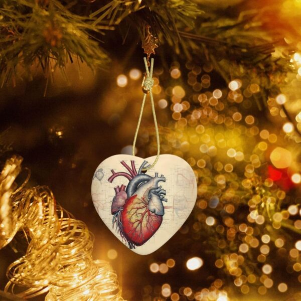 Christmas Ceramic Heart Pendant Decoration for Tree Hanging in Festive Season Human Anatomy Heart Chart Prints