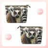 Linen Makeup Bag For Women, Waterproof Travel Cosmetic Organizer Lightweight Zipper Travel Toiletry Bag Organizer Animals Lemur Pattern Makeup Brushes Storage Bag