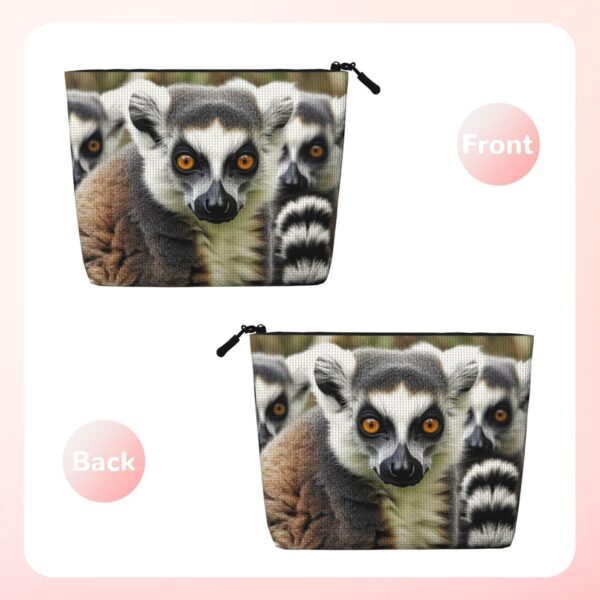 Linen Makeup Bag For Women, Waterproof Travel Cosmetic Organizer Lightweight Zipper Travel Toiletry Bag Organizer Animals Lemur Pattern Makeup Brushes Storage Bag