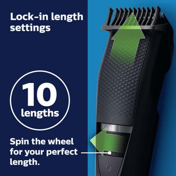 Philips Norelco Beard Trimmer and Hair Clipper - Cordless Grooming, Rechargeable, Adjustable Length, Beard Trimmer and Hair Clipper - No Blade Oil Needed - BT3230/41