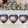 Christmas Ceramic Heart Pendant Decoration for Tree Hanging in Festive Season Flower Diamond Painting Prints