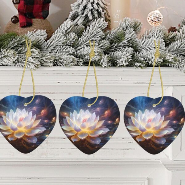 Christmas Ceramic Heart Pendant Decoration for Tree Hanging in Festive Season Flower Diamond Painting Prints