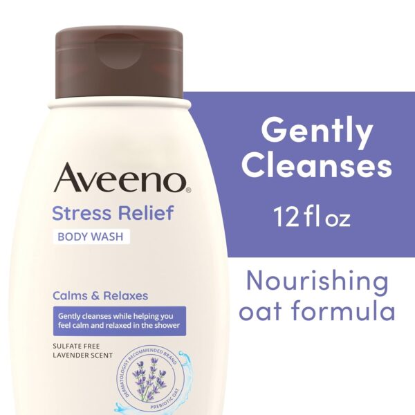 Aveeno Stress Relief Gift Set, Skincare Set for Sensitive Skin with Soothing Body Wash & Moisturizing Body Lotion, plus, Skin Relief Repairing Hand Masks for Very Dry Skin, 3 Items