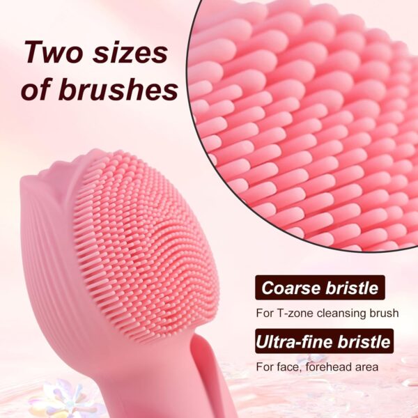 Facial Sonic Cleansing Brush, Rechargeable Waterproof Exfoliating Makeup Remover Massage Electric Cleansing Instrument, Men's and Women's Facial Wash - Pink